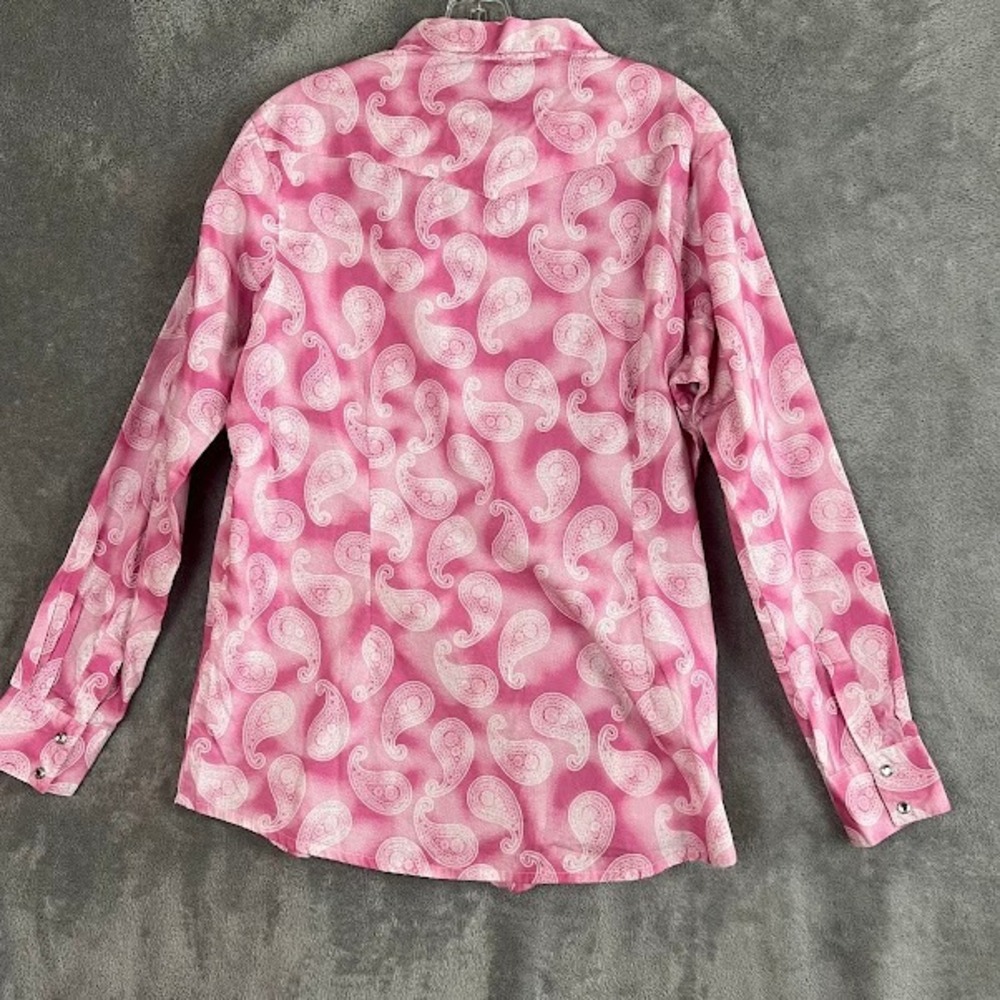 Wrangler Western Pink Paisley Diamond Snap Button Up Shirt Womens XL - Picture 5 of 9